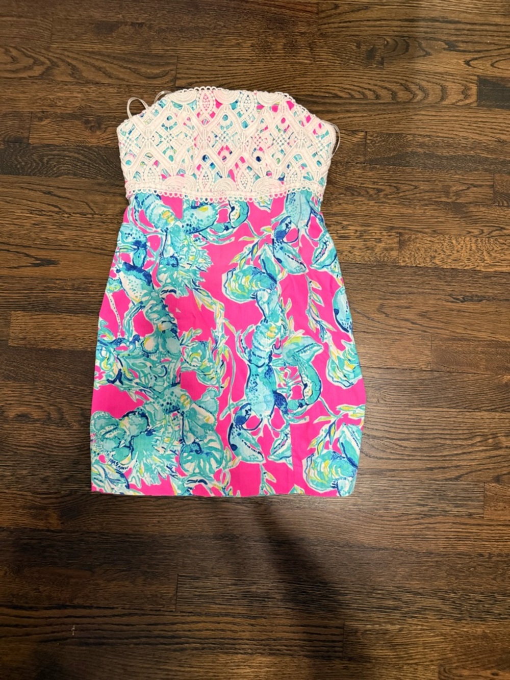 Lilly Pulitzer White Strapless Dress with Crochet Trim